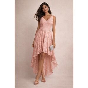 Bery Love Lace Dress Womens L Blush Hi Low Romantic Cottagecore Formal Coquette